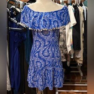VENUS Blue and White Paisley Mini Dress